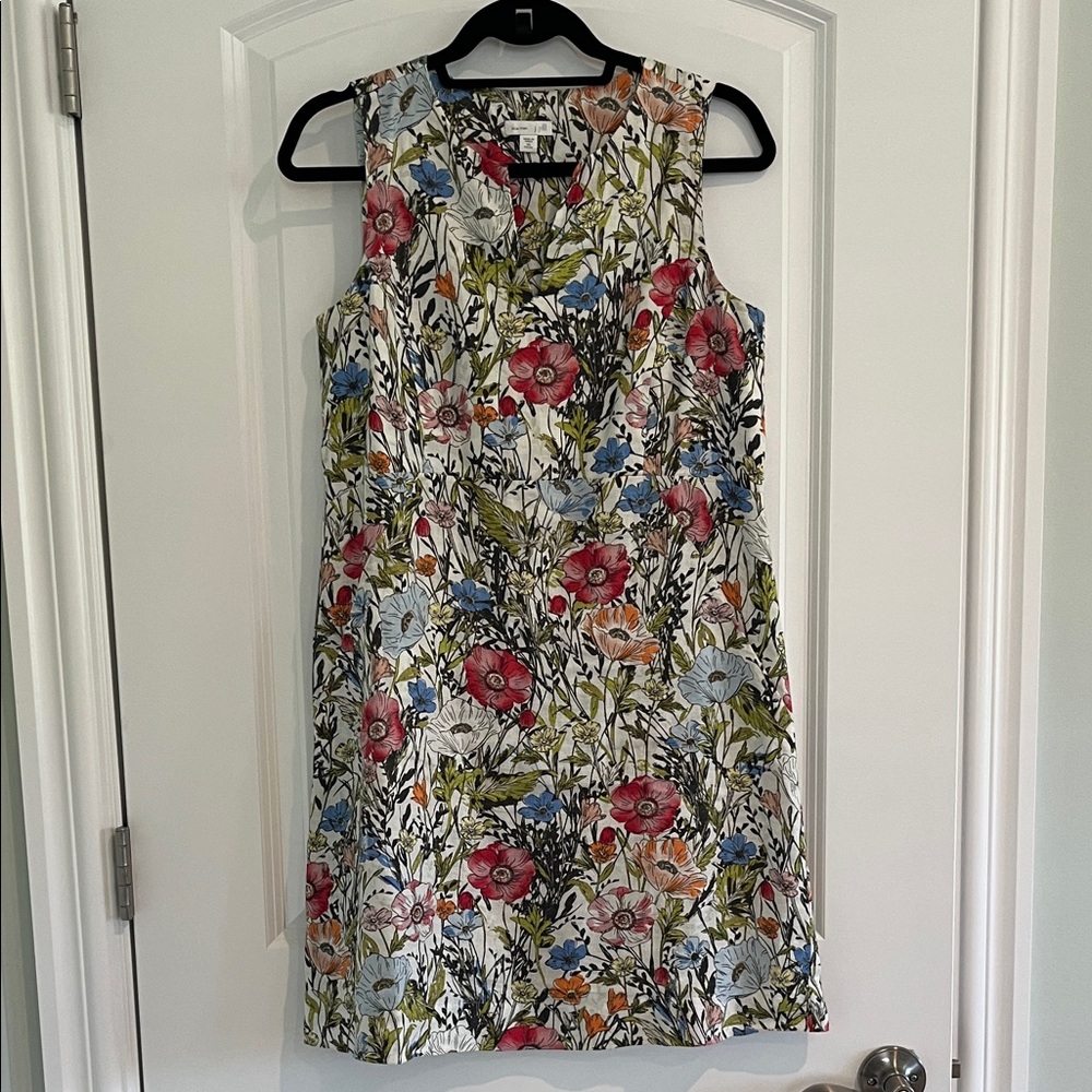J. Jill Floral Sleeveless Mini Dress in White with Red, Blue, Orange and Green